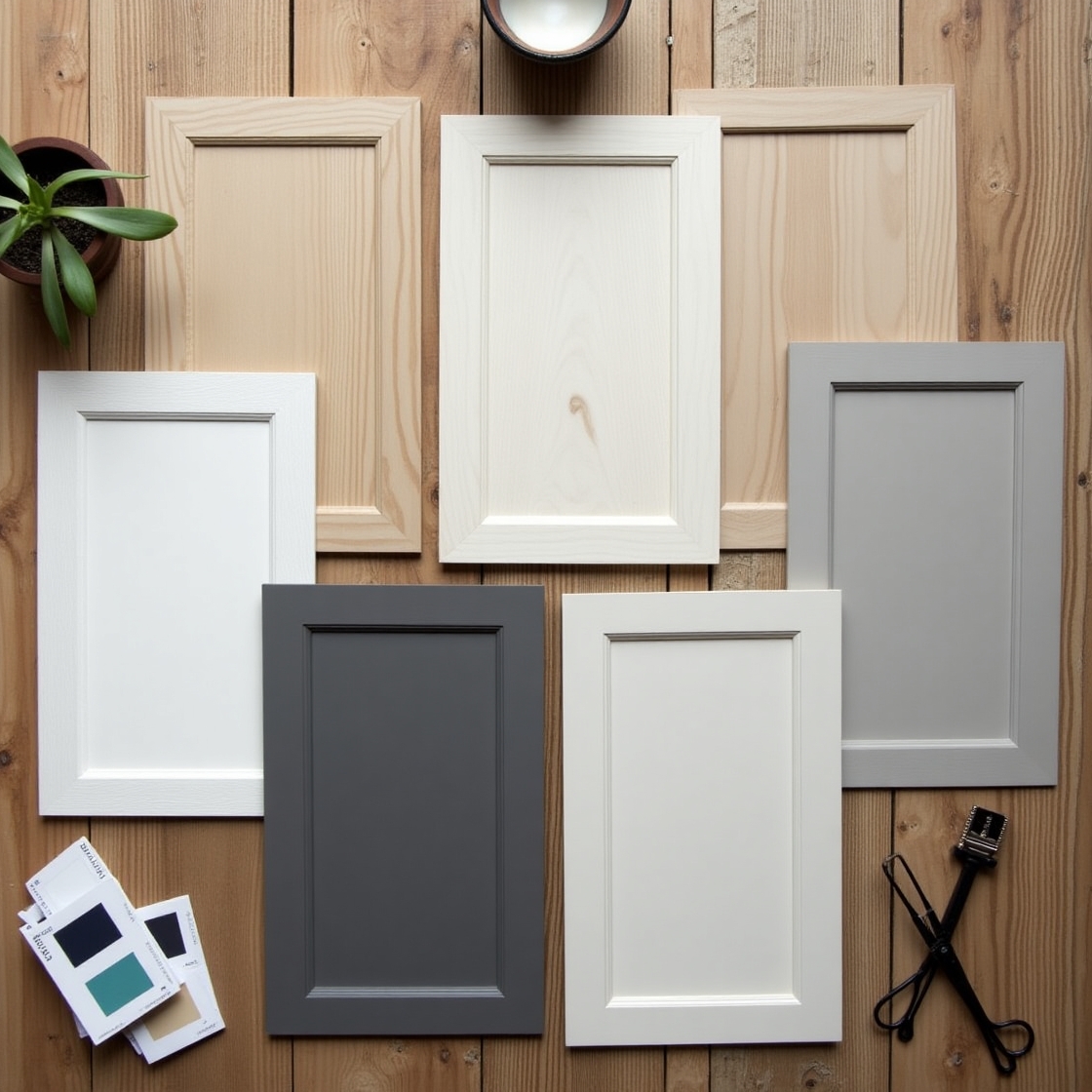 Flux_Dev_Topdown_view_of_several_custom_MDF_door_samples_in_va_2