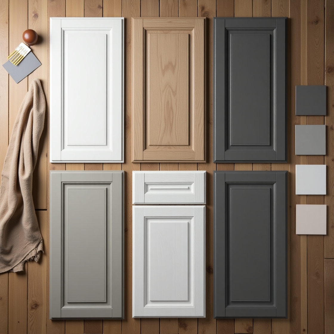 Flux_Dev_Topdown_view_of_several_custom_MDF_door_samples_in_va_3